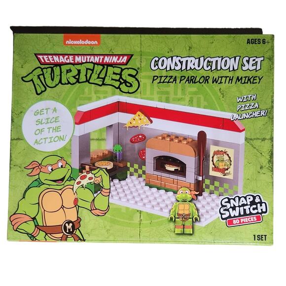 TMNT Construction Set Pizza Parlor w/ Mikey 80 pcs Nickelodeon 2022 New Sealed - Picture 1 of 4